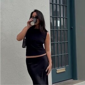 Reformation Dusk Boat-neck Organic Cotton-blend Top in Black